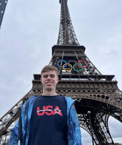 Boy in the eiffel tower
