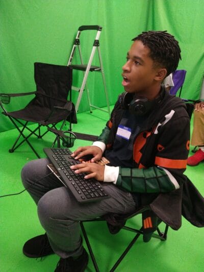 boy using the technical tools