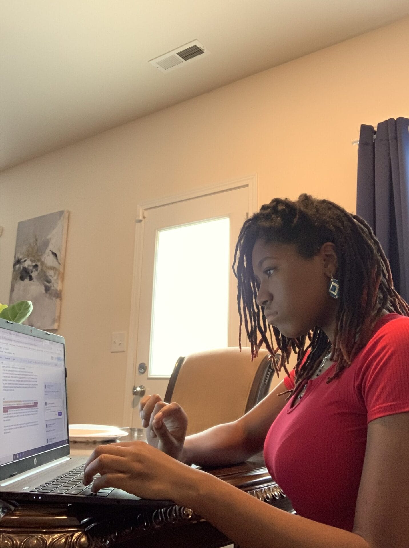 teacher working at home