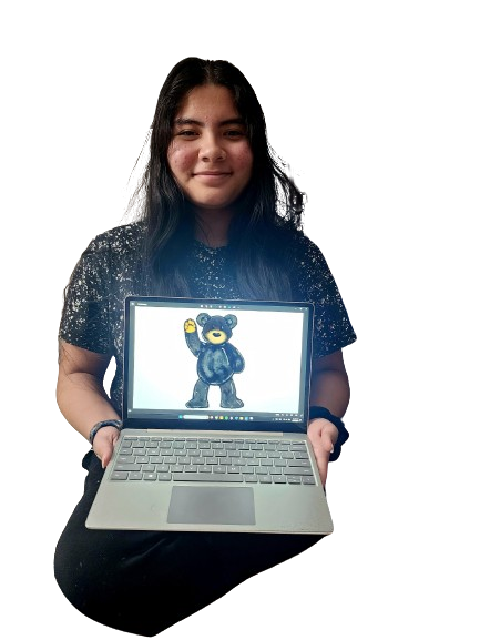 Girl showing the yearbook design